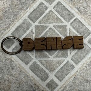 Vintage Wooden Name Keychain “Denise”